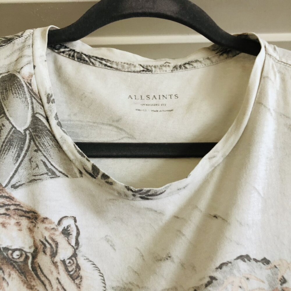 ALLSAINTS Chokai SS Crew Neck T-Shirt Oversized Fit Tiger Print Mens S Portugal - Picture 4 of 12